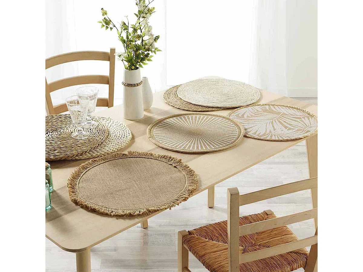 Set de Table Rond "Paille de Jonc" 38cm Naturel