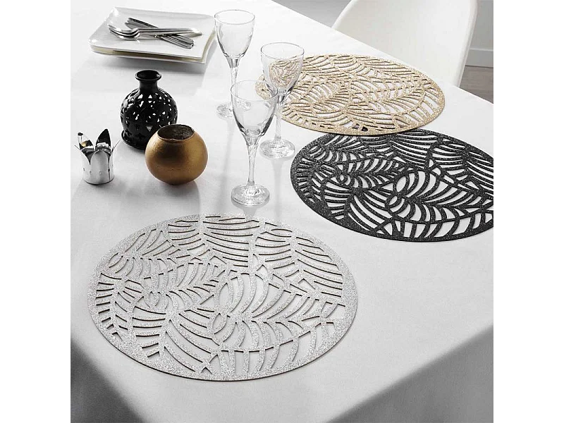 Set de Table Ajouré Paillettes "Elinor" 38cm Argent