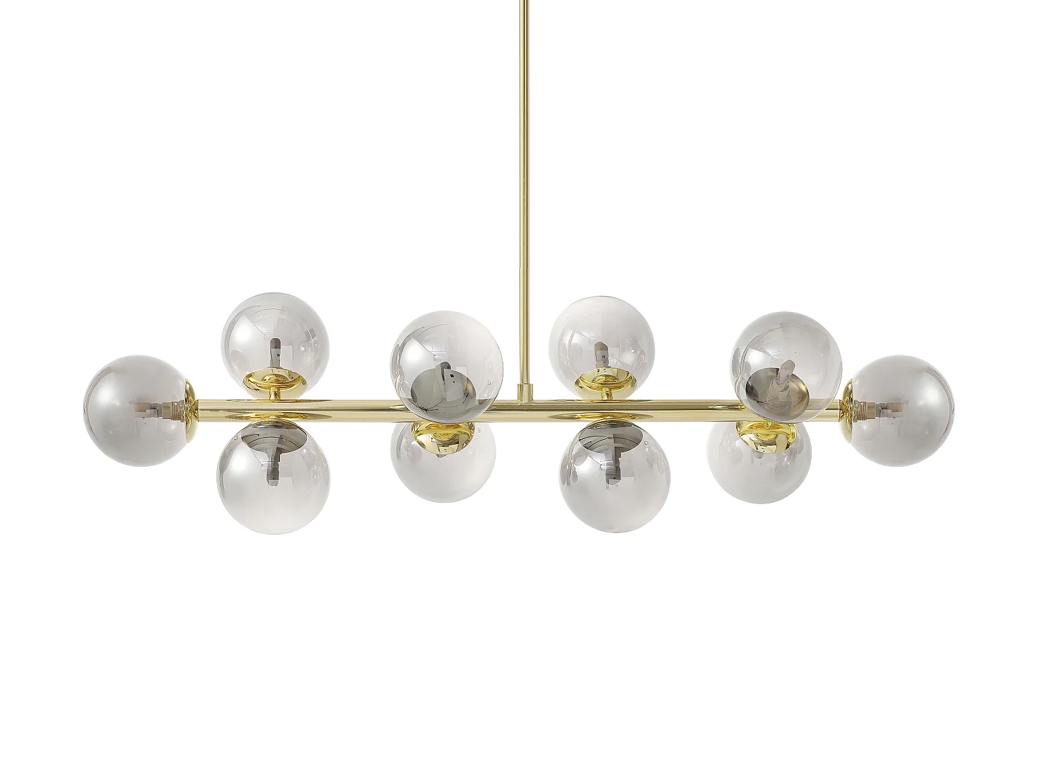 Hängeleuchte - Metall & Rauchglas glänzend - 10 Kugeln - 94 x 23 x 88 cm - Goldfarben - SOFIA
