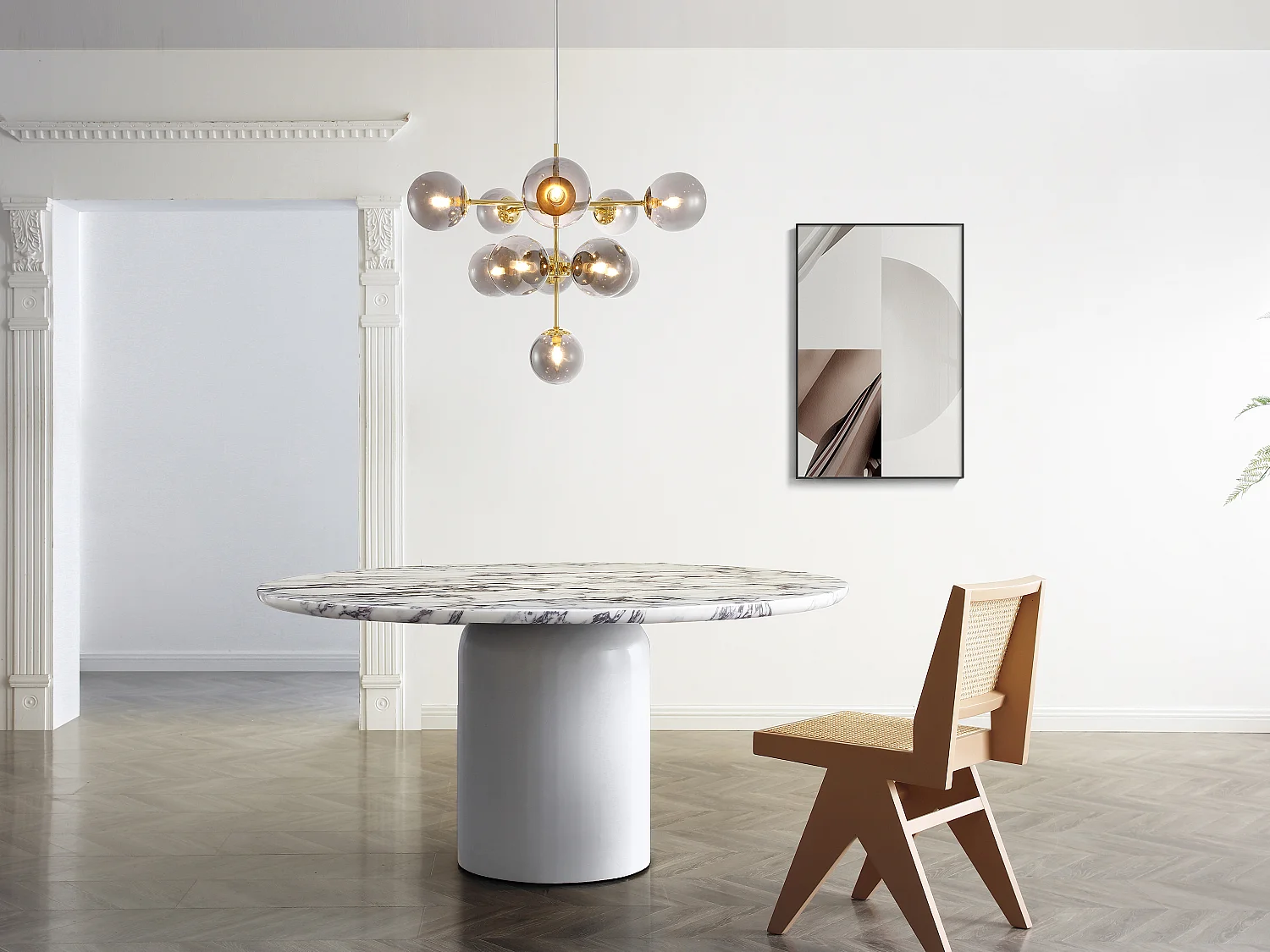 Lámpara de metal y vidrio ahumado brillante - 11 globos - D. 61 x Alt. 144 cm - Dorado - SOFIA