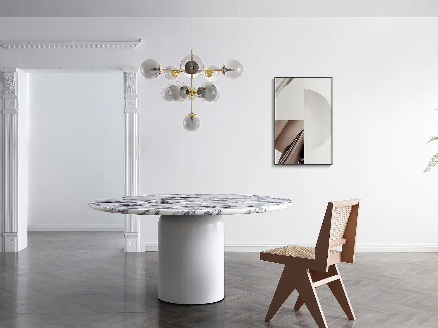 Lysekrone i metall og skinnende røkt glass - 11 kuler - D. 61 x H. 144 cm - Gyllen - SOFIA