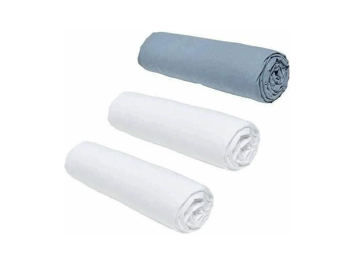 3 draps housses - 160 x 200 cm -Craie/ Denim