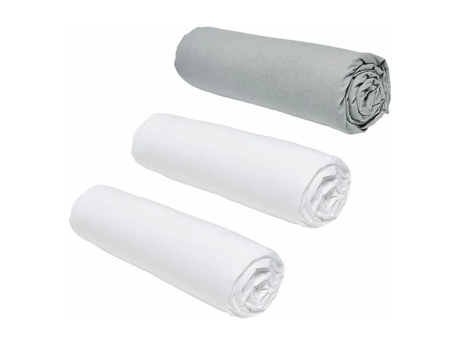 3 draps housses - 140 x 190 cm -Craie/ Acier