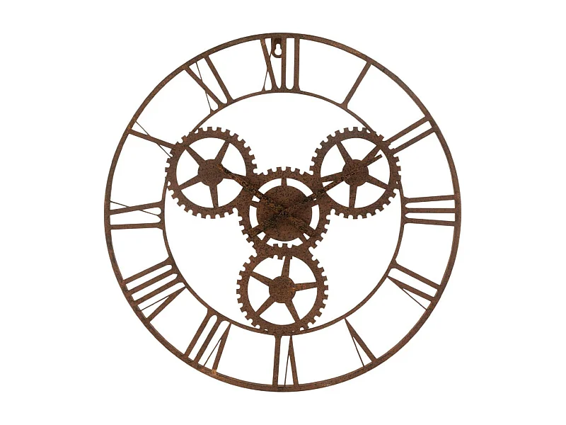 Horloge Murale Design "Roues" 60cm Rouille