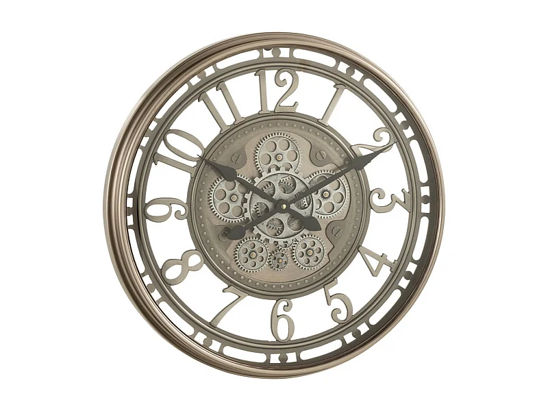 Horloge Murale Vintage "Mécanisme" 53cm Argent