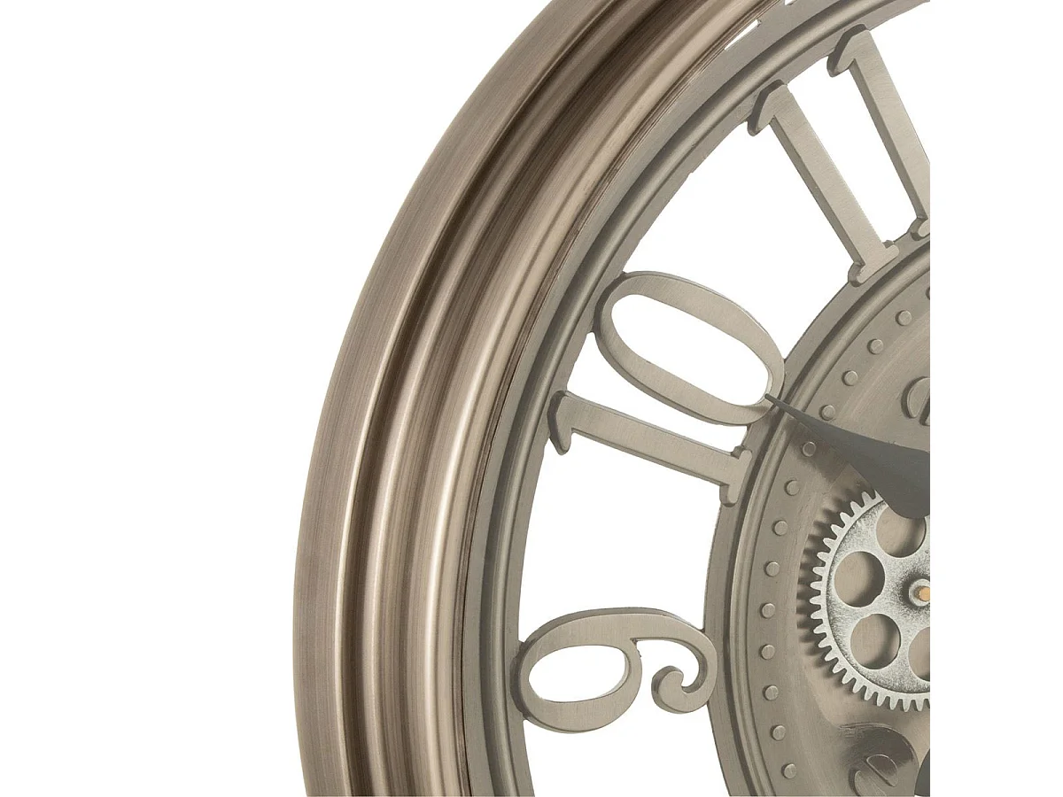 Horloge Murale Vintage "Mécanisme" 53cm Argent