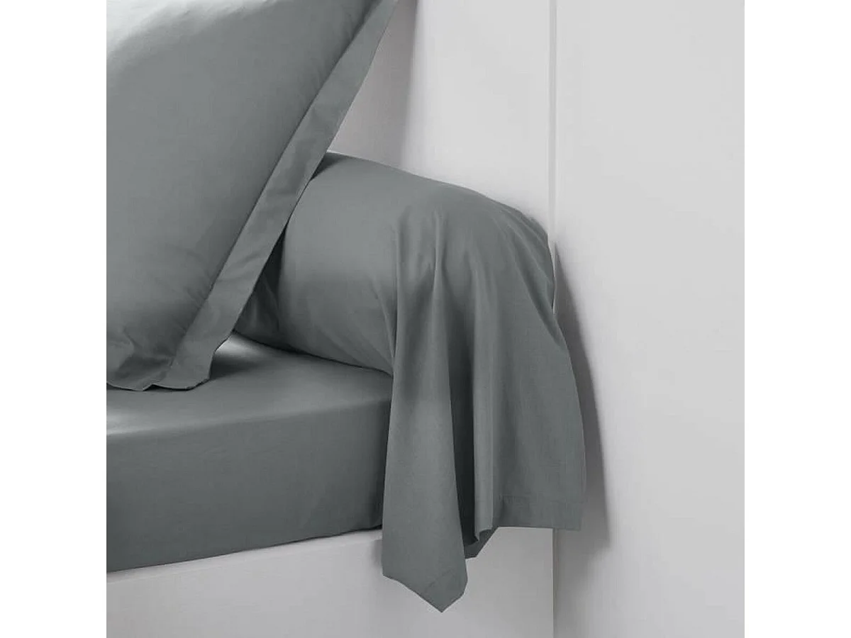 Taie de traversin  Essential - 45 x 185 cm - 100% Coton uni - Acier