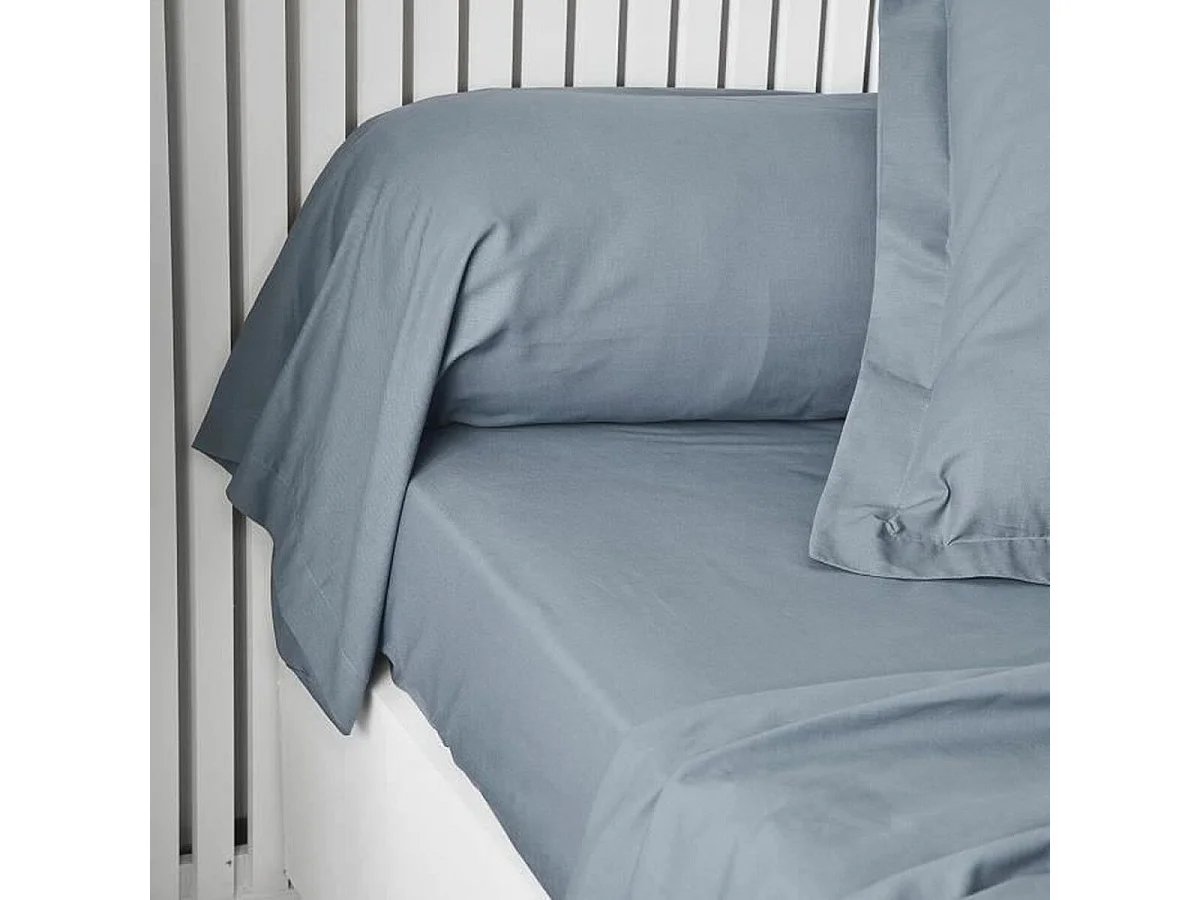 Taie de traversin uni denim 45 x 185 cm
