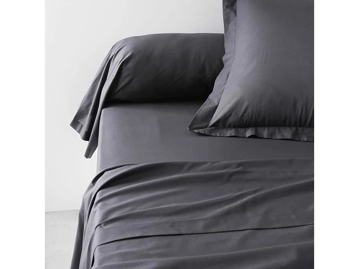 Taie de traversin - 45 x 185 cm uni - Fusain