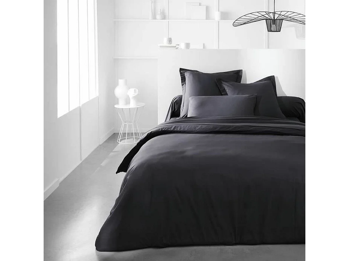 Taie de traversin - 45 x 185 cm uni - Fusain