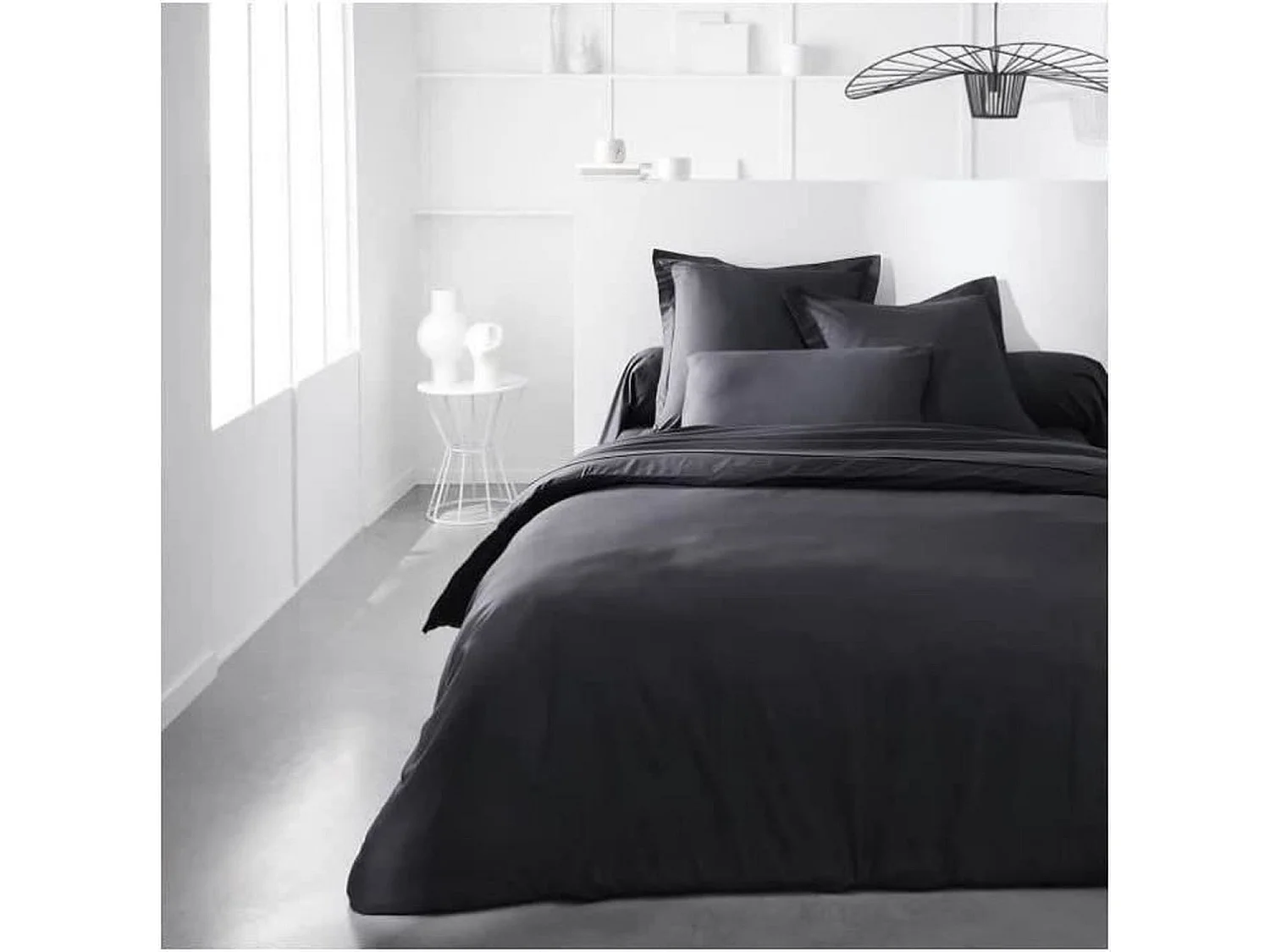 Taie de traversin - 45 x 185 cm uni - Fusain