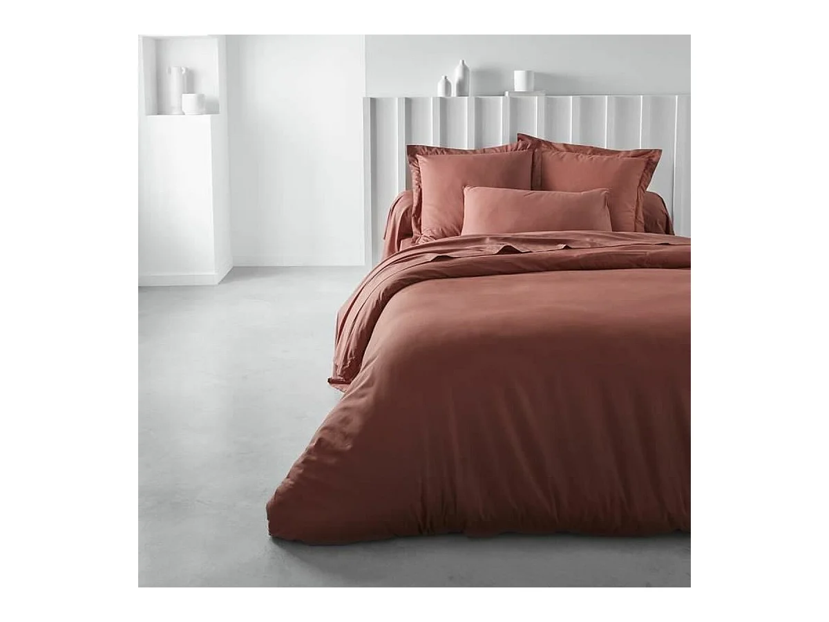 Taie de traversin - 45 x 185 cm uni - Terracotta