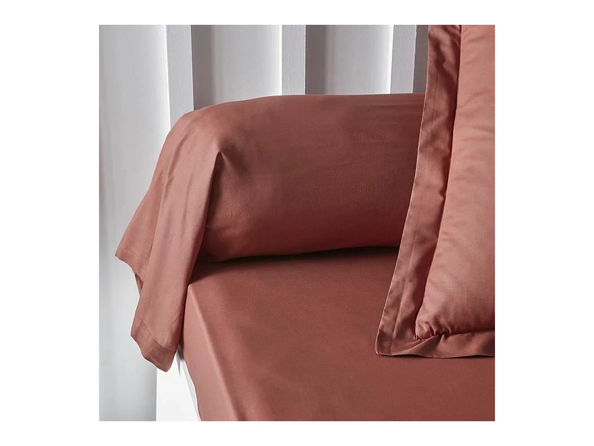 Taie de traversin - 45 x 185 cm uni - Terracotta