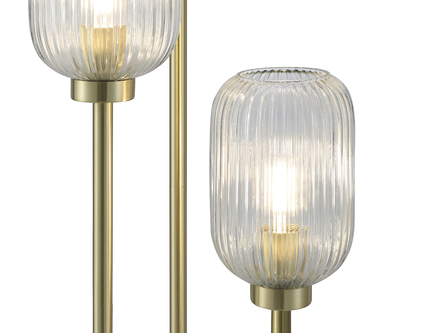 Vintage-hanglamp van metaal en glas - 3 bollen - L30 x H161 cm - Goudkleurig - LOUXOR