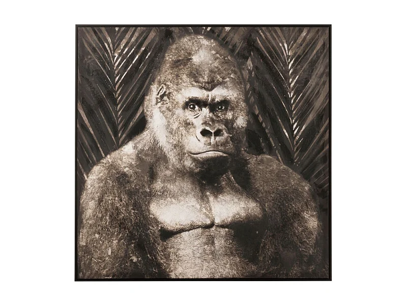 Tableau Peinture Déco "Gorille" 107x108cm Marron Foncé