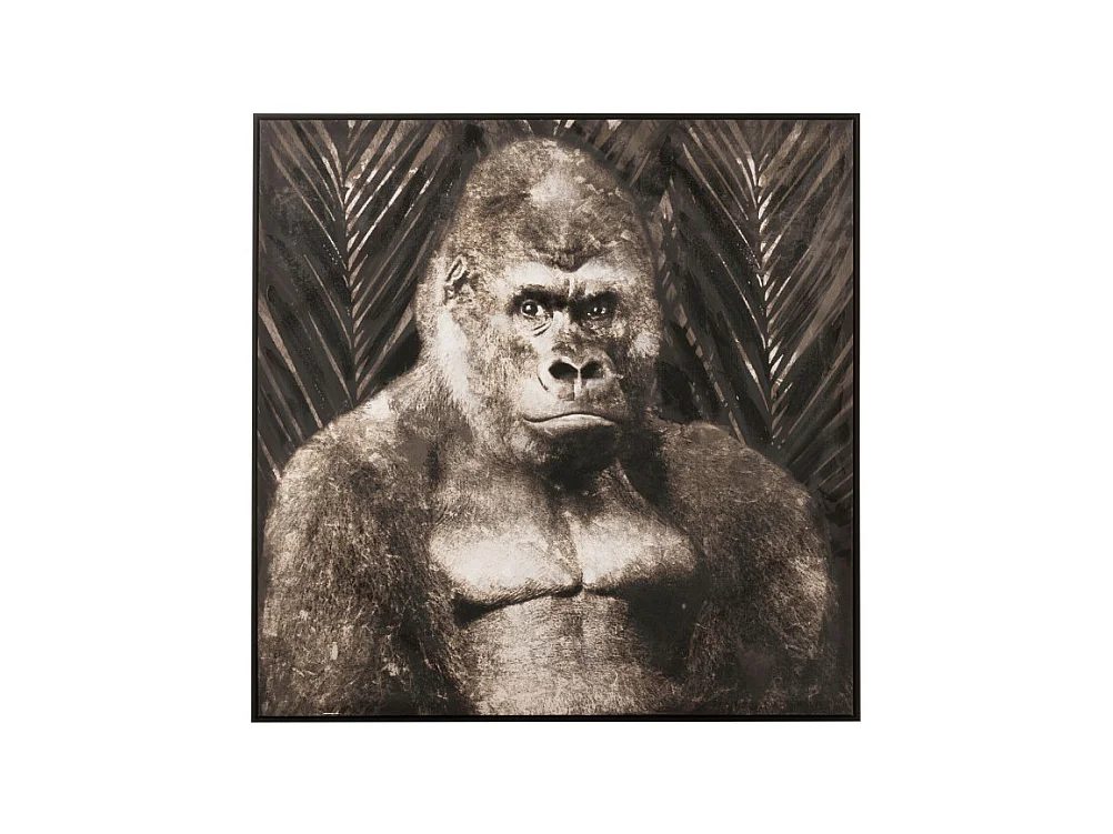 Tableau Peinture Déco "Gorille" 107x108cm Marron Foncé