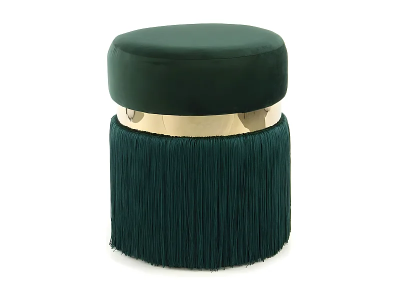 Pouf Rond Bicolore "Rebecca" 45cm Vert & Or