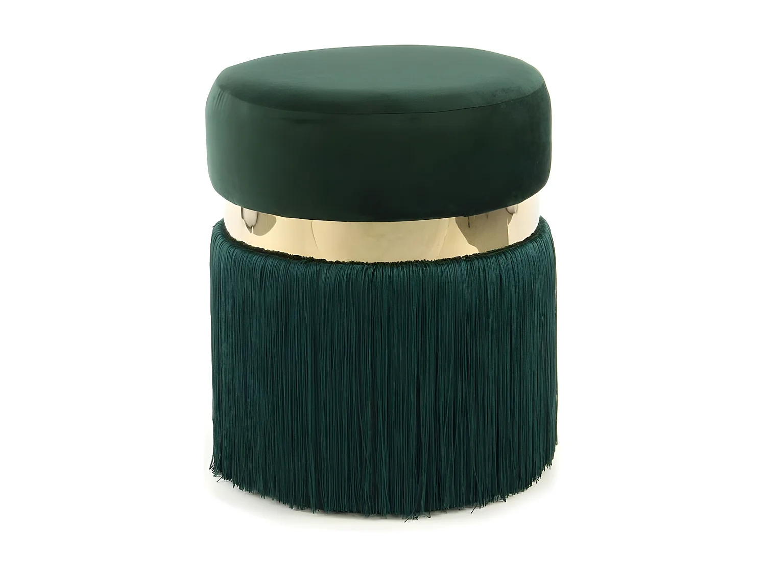 Pouf Rond Bicolore "Rebecca" 45cm Vert & Or
