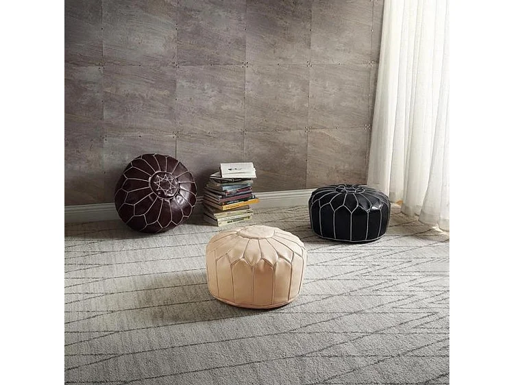 Pouf Oriental Vintage "Cottonwood" 50cm Marron