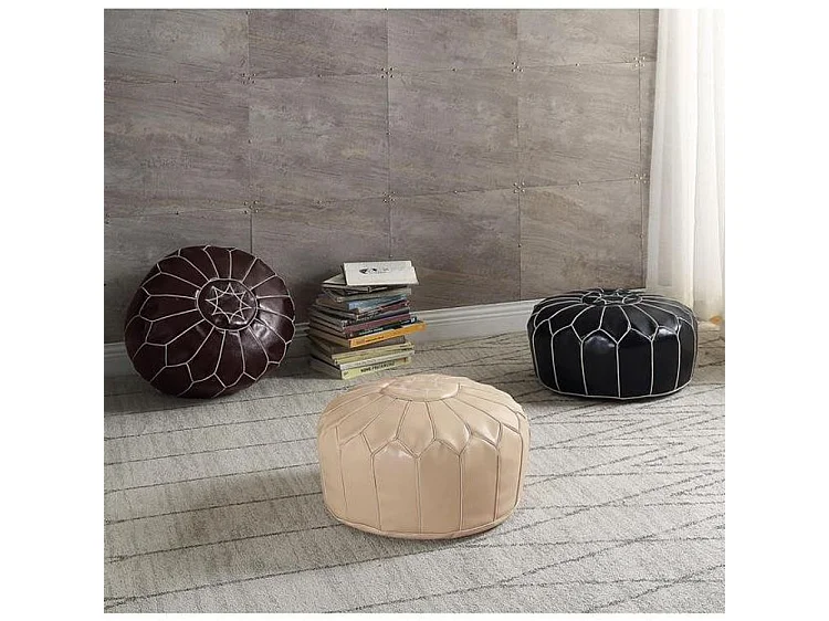 Pouf Oriental Vintage "Cottonwood" 50cm Marron