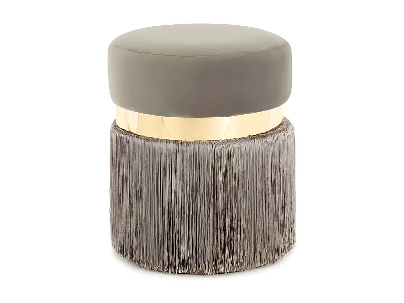Pouf Rond Bicolore "Rebecca" 45cm Taupe & Or