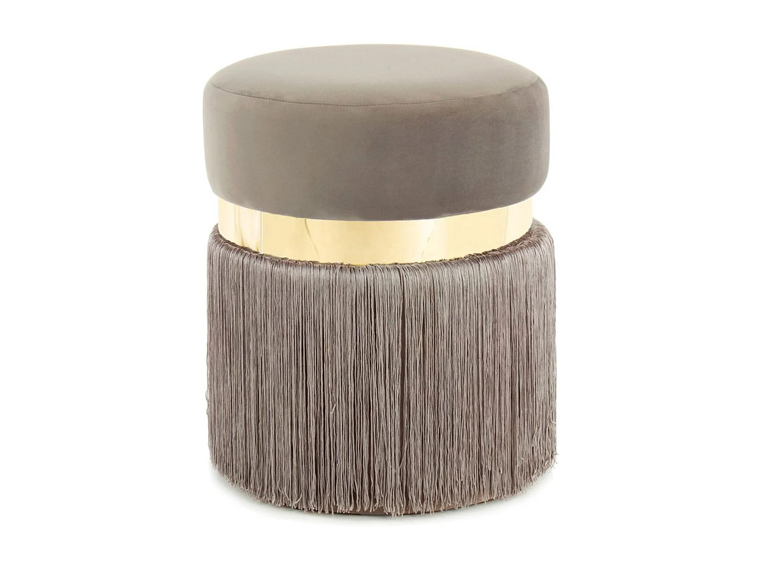 Pouf Rond Bicolore "Rebecca" 45cm Taupe & Or
