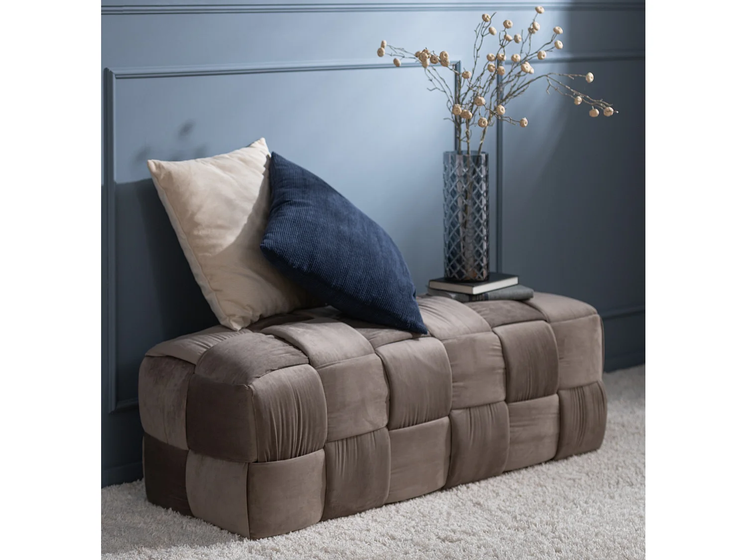 Pouf Design "3 Personnes" 120cm Marron