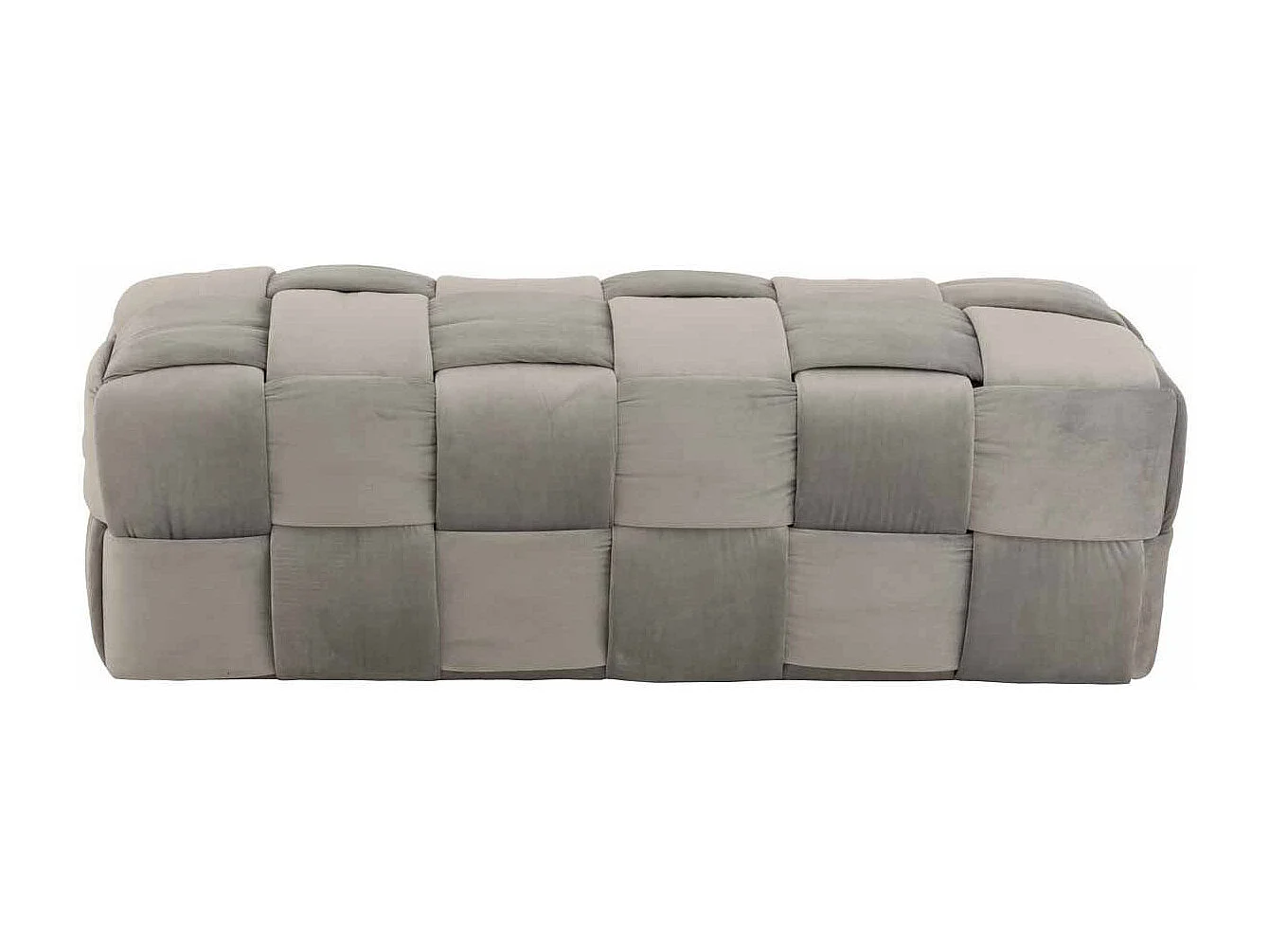 Lopez rechthoekige lichtgrijze stoffen poef L 120 cm