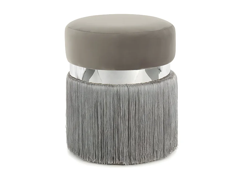 Pouf Rond Bicolore "Rebecca" 45cm Gris & Argent