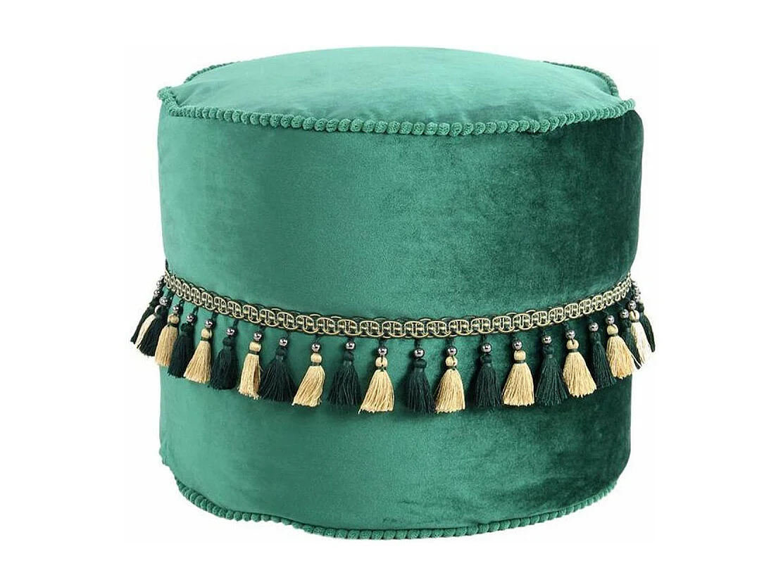 Pouf Déco à Pompons "Taj Mahal" 45cm Vert