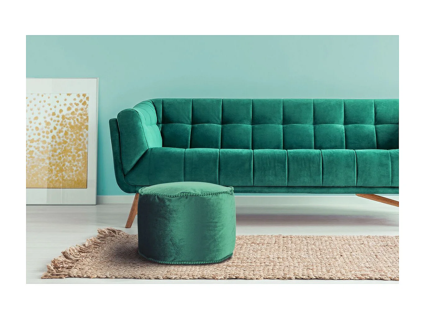 Pouf Déco à Pompons "Taj Mahal" 45cm Vert