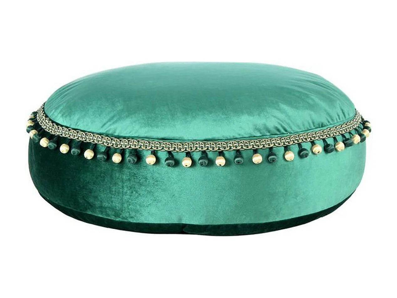 Pouf Déco à Pompons "Taj Mahal" 65cm Vert