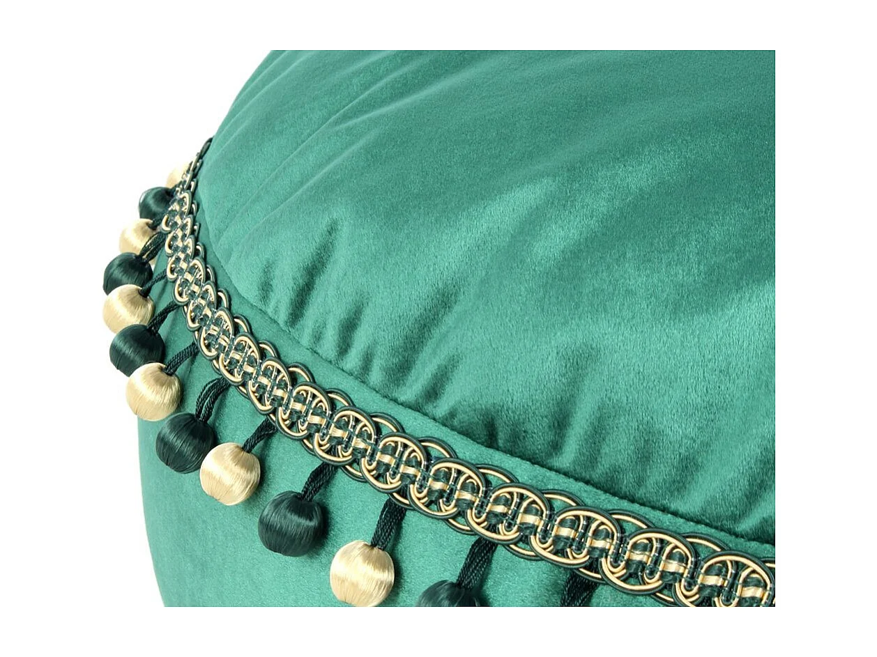 Pouf Déco à Pompons "Taj Mahal" 65cm Vert
