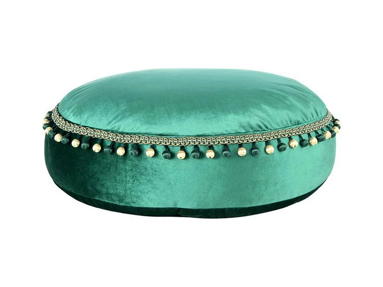 Pouf Déco à Pompons "Taj Mahal" 65cm Vert