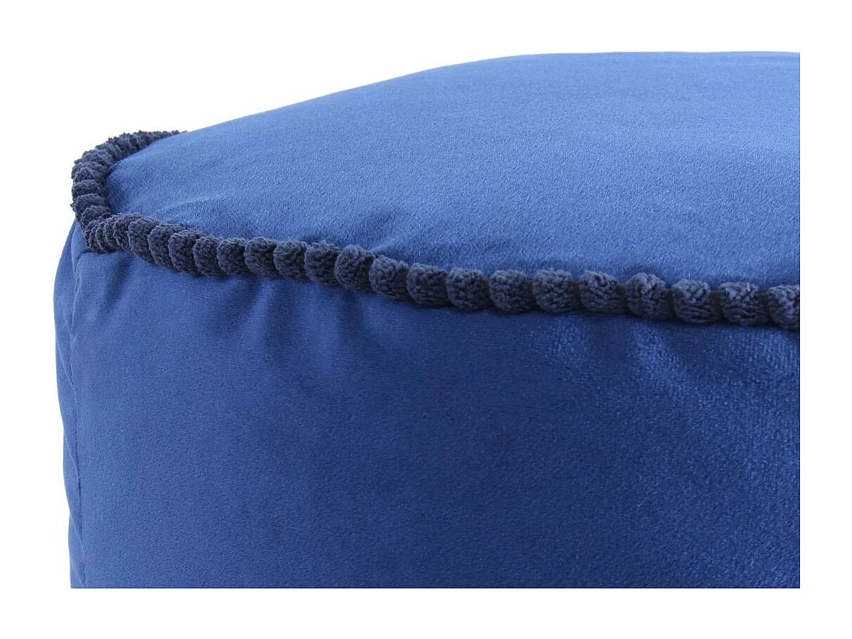 Pouf Déco à Pompons "Taj Mahal" 45cm Bleu
