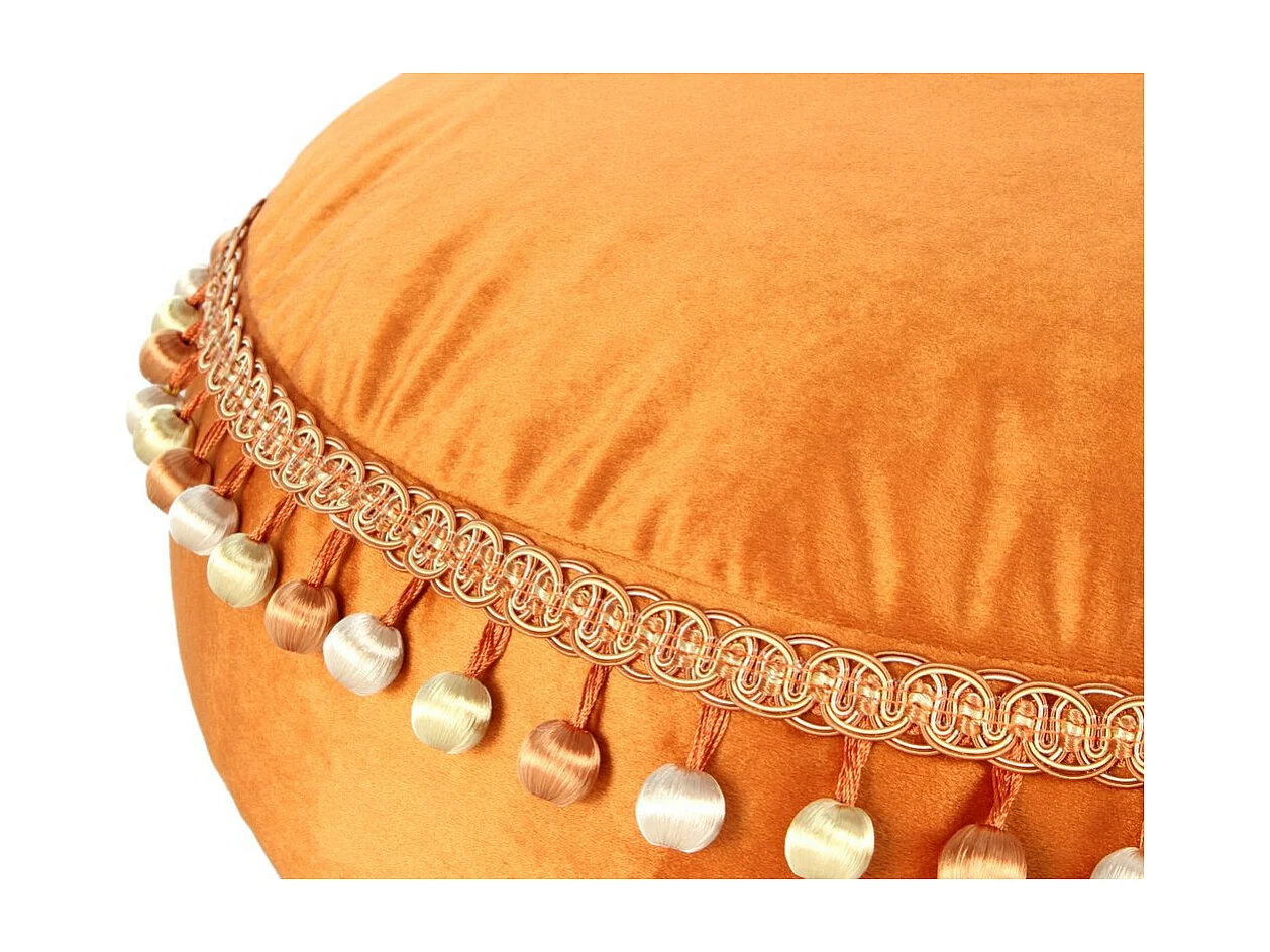 Pouf Déco à Pompons "Taj Mahal" 65cm Bronze