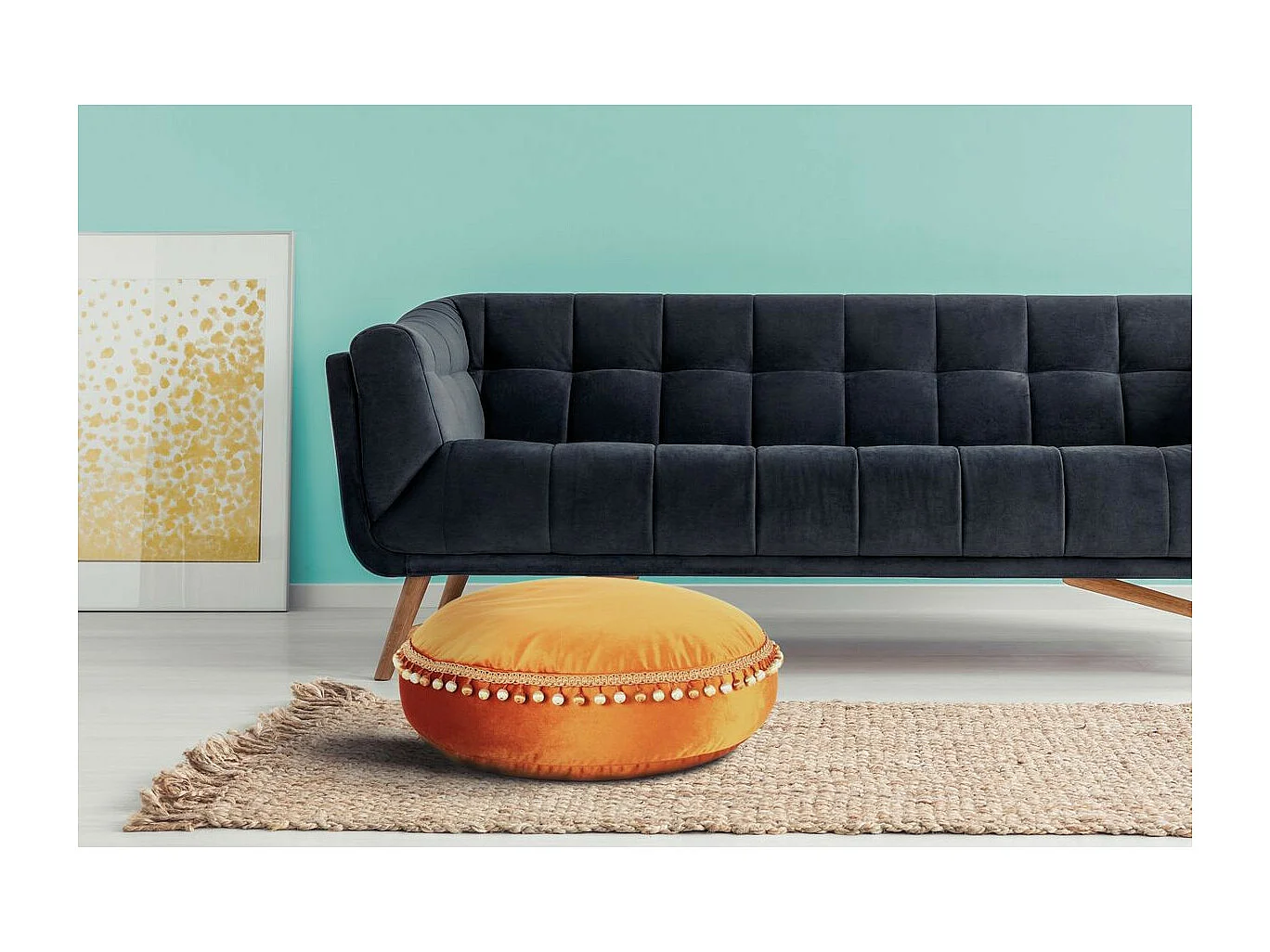 Pouf Déco à Pompons "Taj Mahal" 65cm Bronze