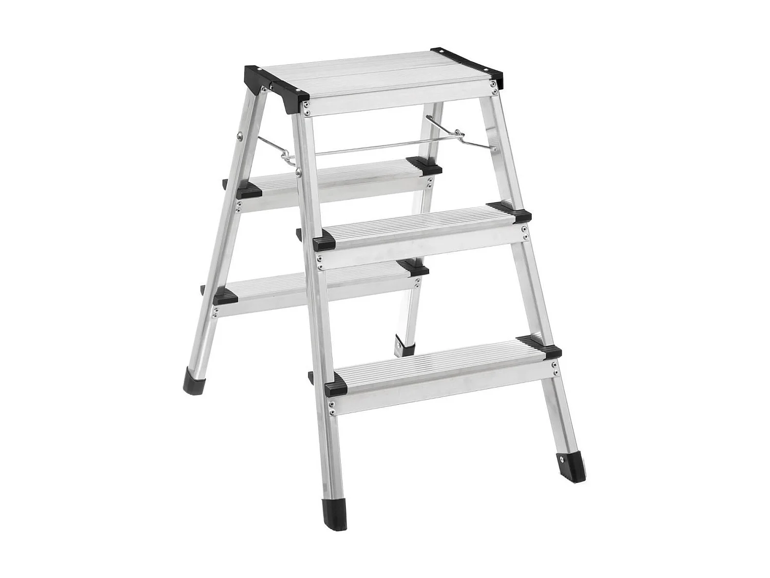 Marchepied Design "3 Marches" 62cm Argent & Noir