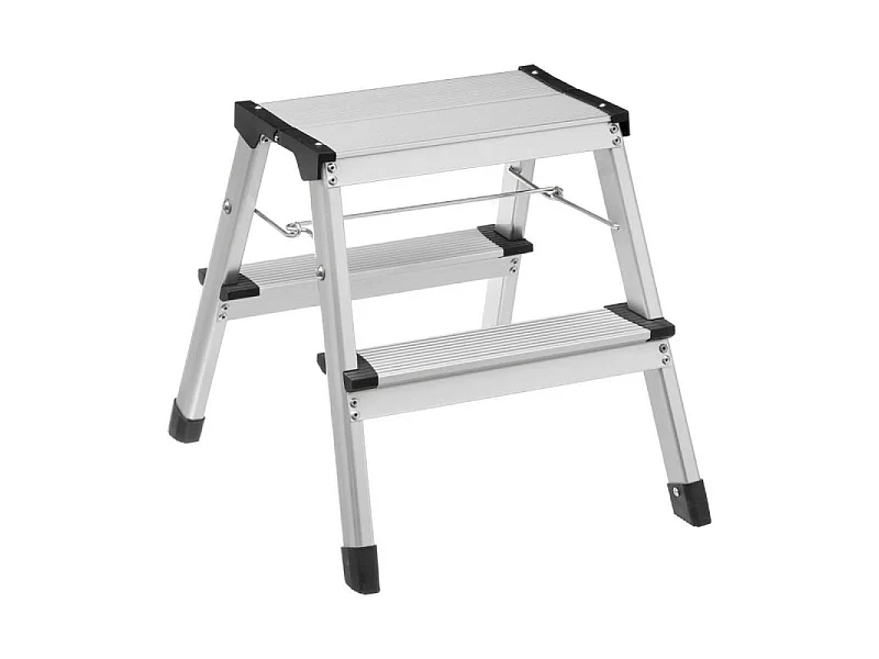 Marchepied Design "2 Marches" 48cm Argent & Noir