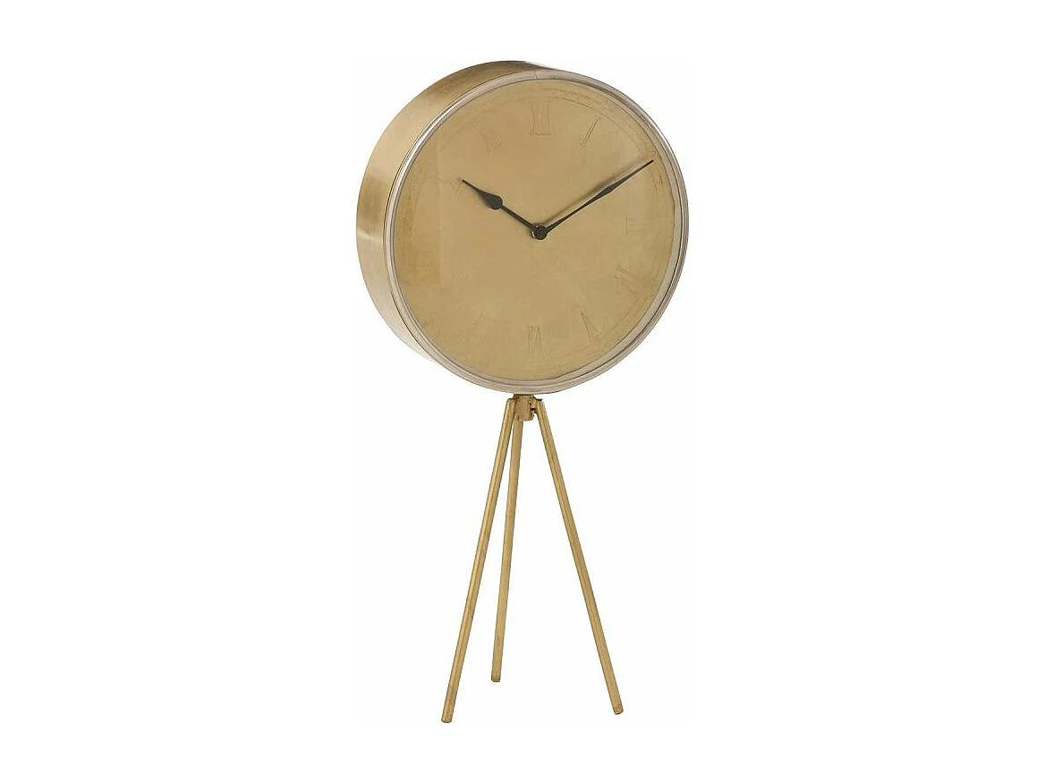 Horloge à Poser Design "Trépied" 38cm Or