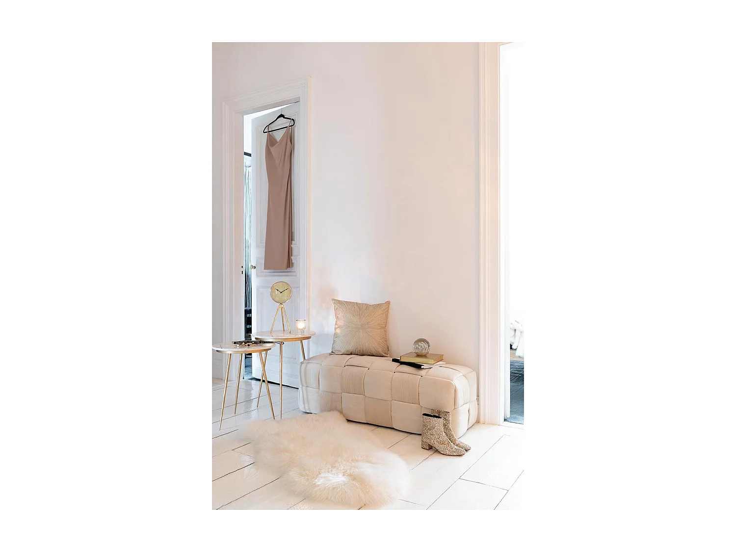 Horloge à Poser Design "Trépied" 38cm Or