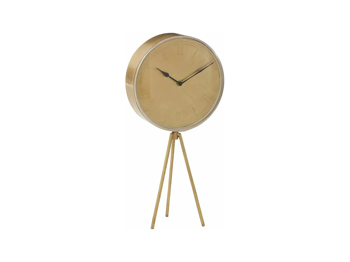 Horloge à Poser Design "Trépied" 38cm Or