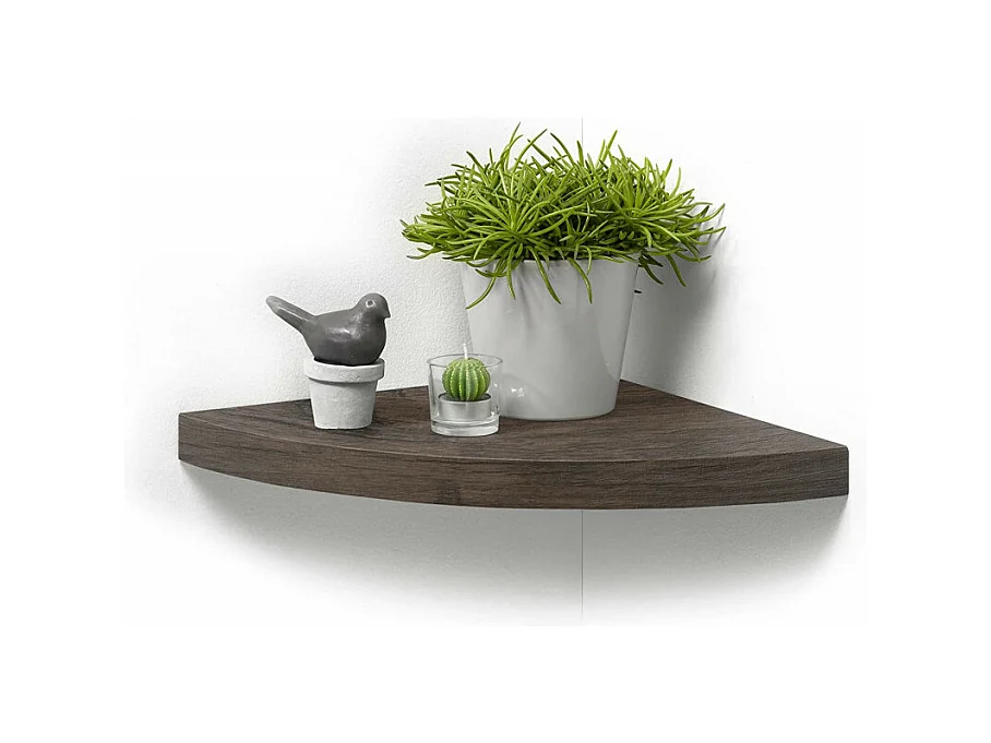 Étagère d'Angle Murale "Flottante" 25cm Noyer