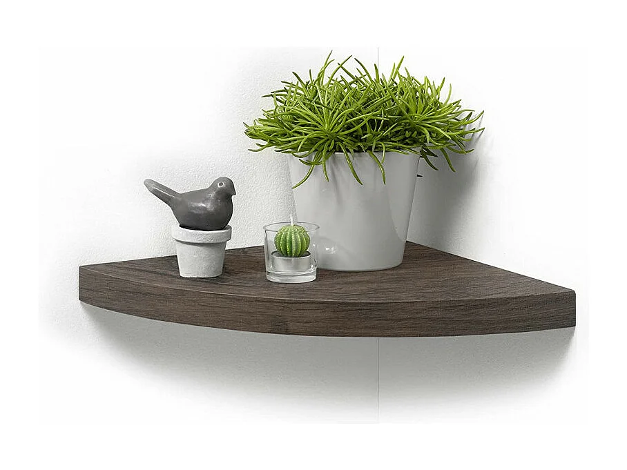 Étagère d'Angle Murale "Flottante" 25cm Noyer
