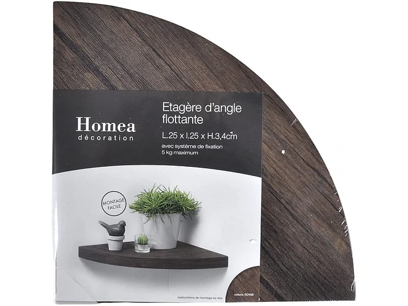 Étagère d'Angle Murale "Flottante" 25cm Noyer