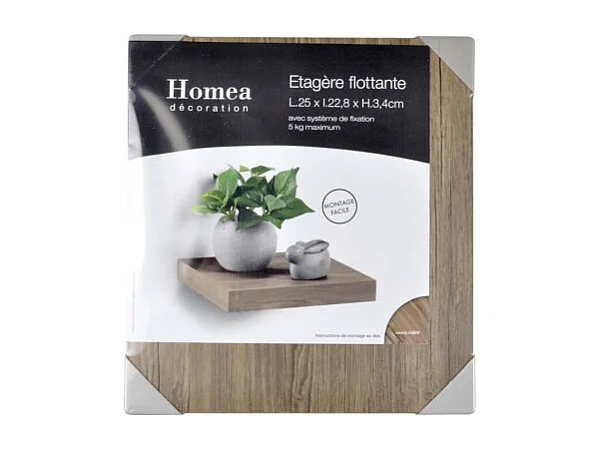 Étagère Murale Design "Flottante" 25cm Chêne