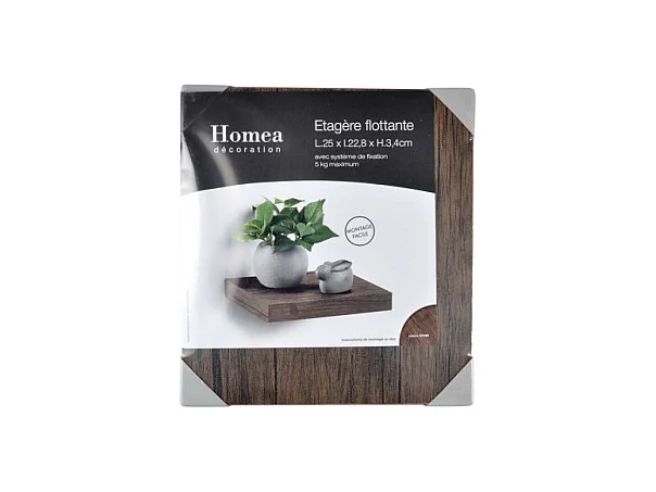 Étagère Murale Design "Flottante" 25cm Noyer