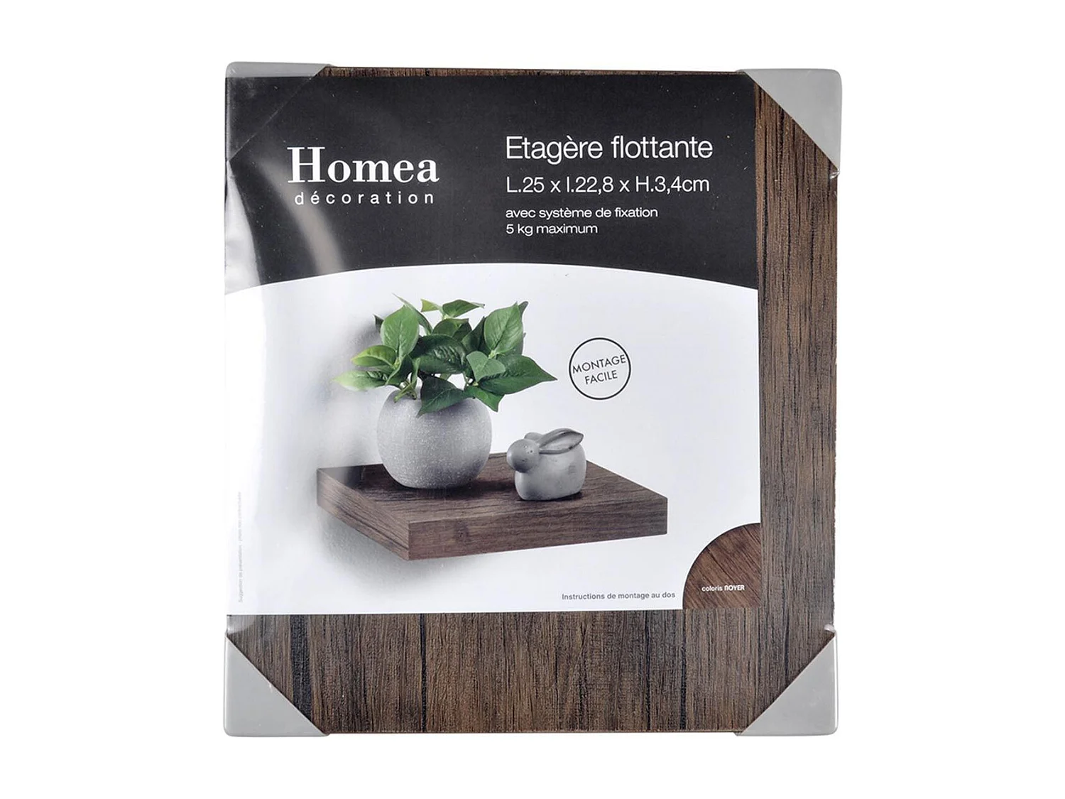 Étagère Murale Design "Flottante" 25cm Noyer