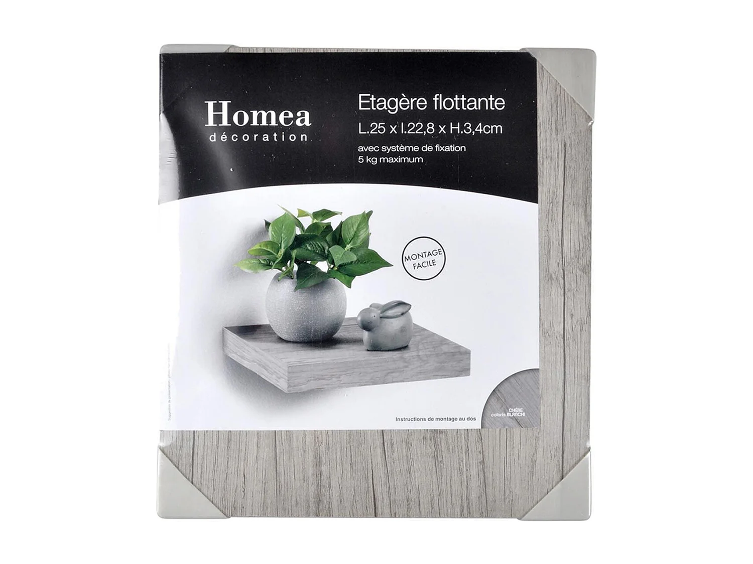 Étagère Murale Design "Flottante" 25cm Chêne Blanchi