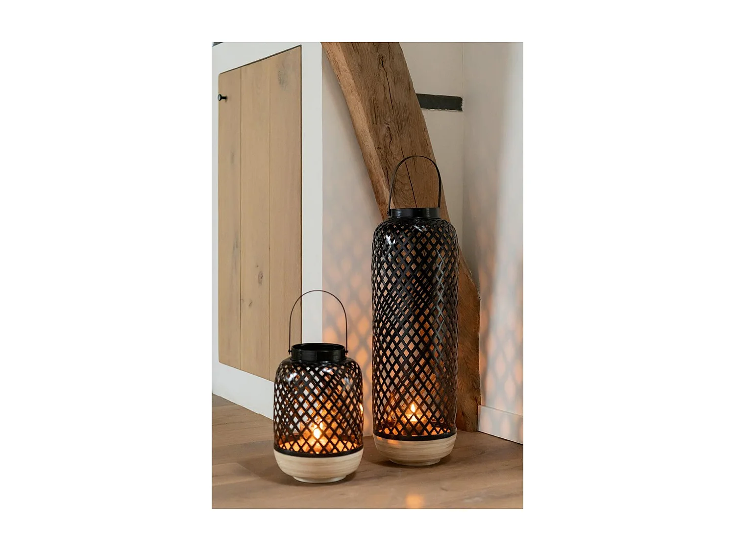 Lanterne Déco en Bambou "Evi" 60cm Noir